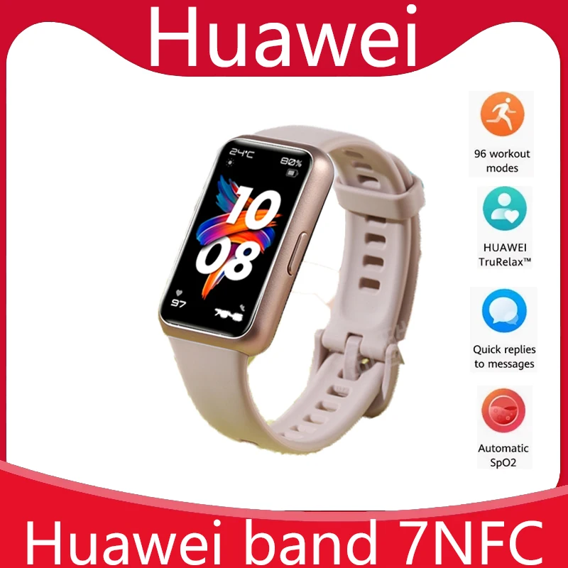 

Original Huawei Band 7 NFC Watch Bracelet Wristband AoD Thin 24h SpO2 Blood Oxygen 2-Weeks 1.47 Inch AMOLED Screen Heart Rate