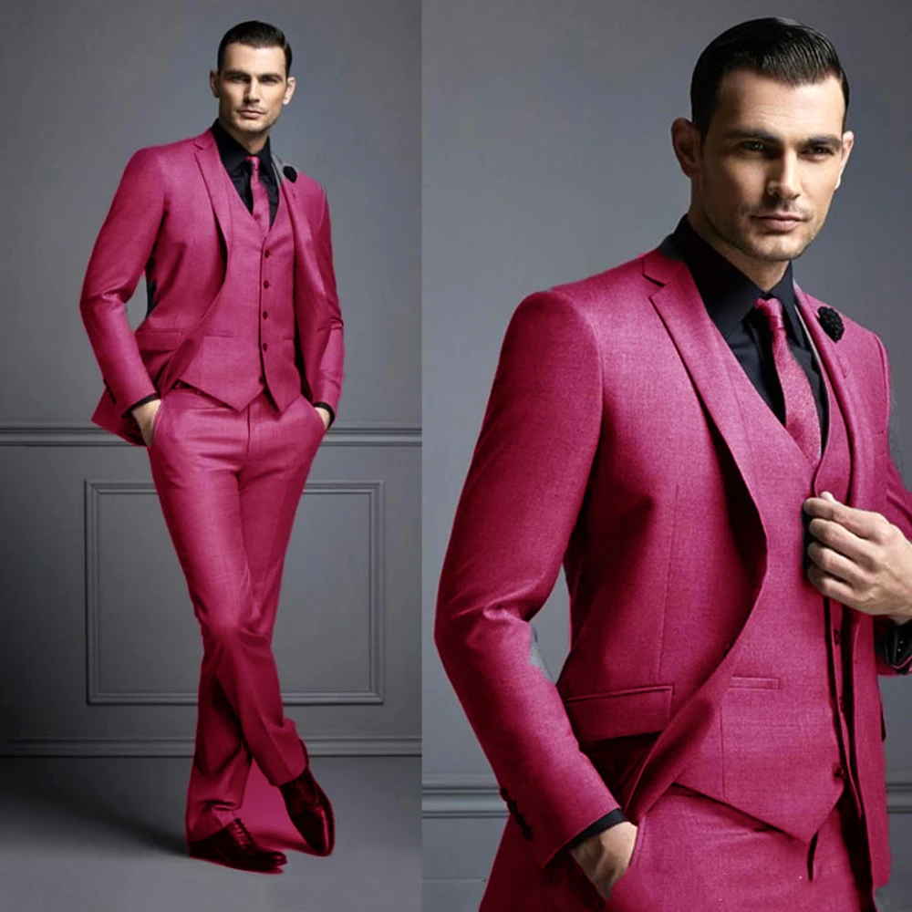 

Boyfriend Suit For Wedding Lapel Mens Suit One Button Gray Groom Tuxedos Groom Wear Business Formal Jacket Vest Pants