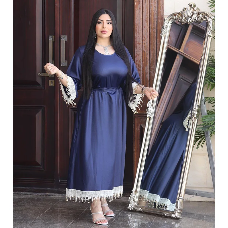 Robe Femme Musulmane Middle East Muslim National Style Dubai Long Dress Belt Women's Jalabiya Ramadan Abayas For Women