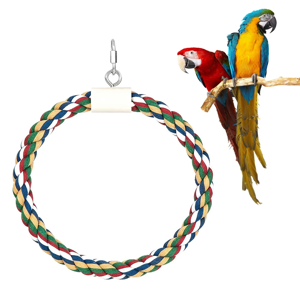 

Birdparrot Rope Toyperch Cage Accessories Cotton Cockatiel Love Birds Swing Perches Climbing Hanging Biteparrots Medium Conure