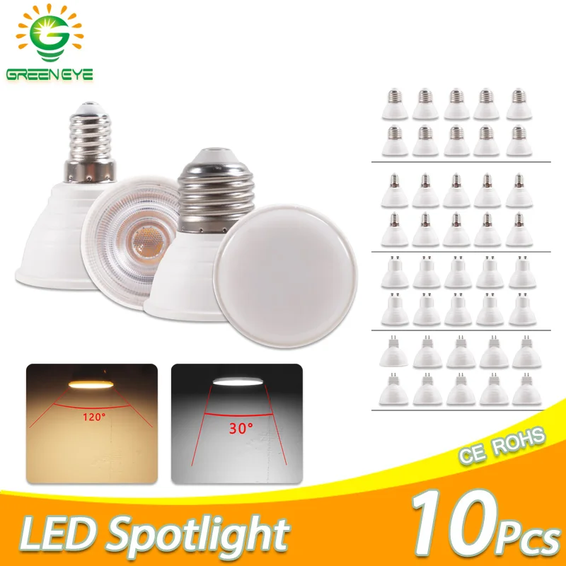 

10pcs Lampada LED Bulb MR16 GU5.3 GU10 E27 E14 5W 3W 220V-240V Bombillas LED Lamp Spotlight Lampara LED Spot Light 30/120 degree