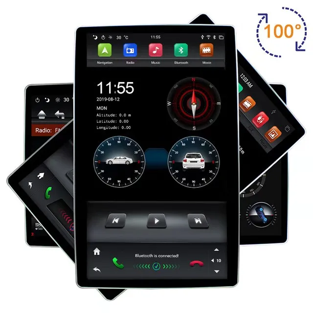 

KLYDE 12.8 inch Rotation 2 double din IPS screen PX6 android 9.0 voice control car universal gps radio player wifi usb