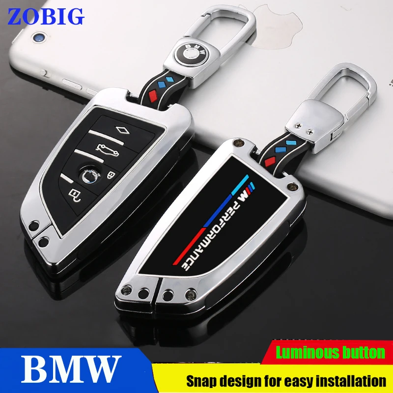 

ZOBIG for Metal Smart Car Key Fob Case Cover For BMW 5 7 Series X1 X3 X4 X5 X6 320Li 530i
