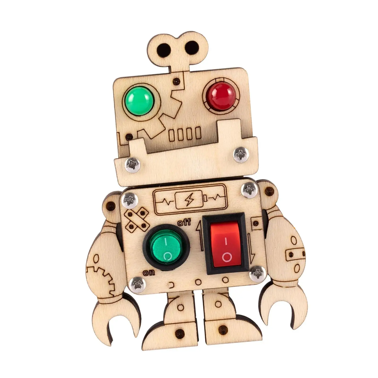 

Wood Busy Board LED Switch Robot Teaching Prop Unpainted for Preschool Kids