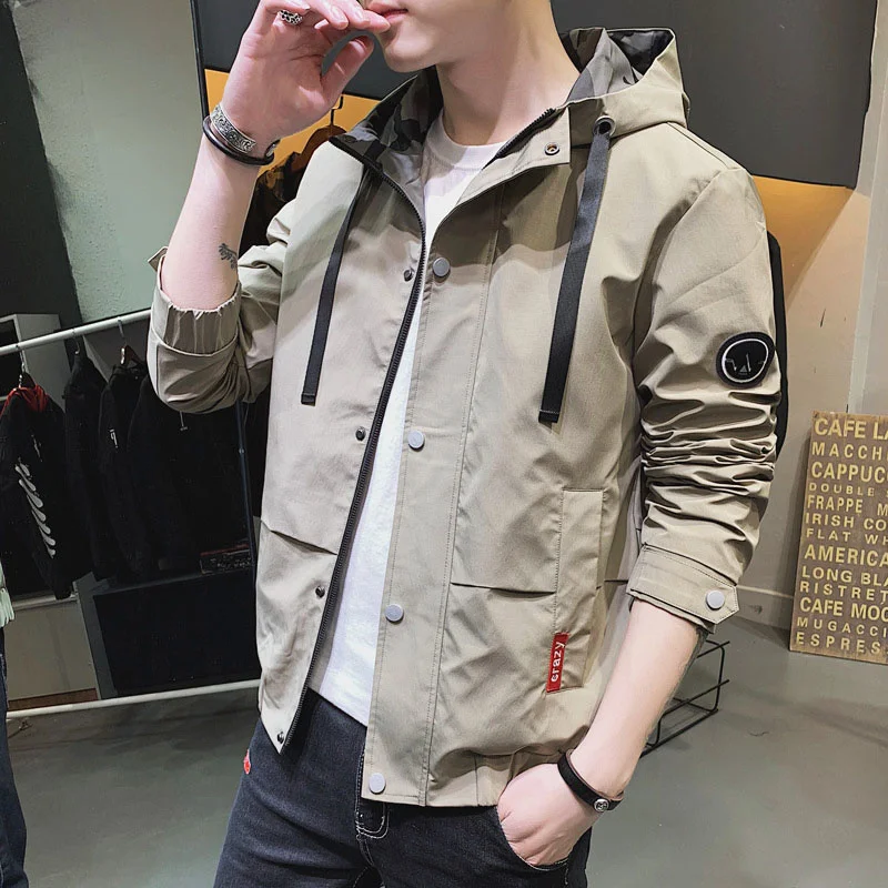 

Men Hooded for 2023 Autumn New Casual Coats Mens Streetwear Fashion Windbreaker Slim Zip Top Sports Jacket Hoodie
