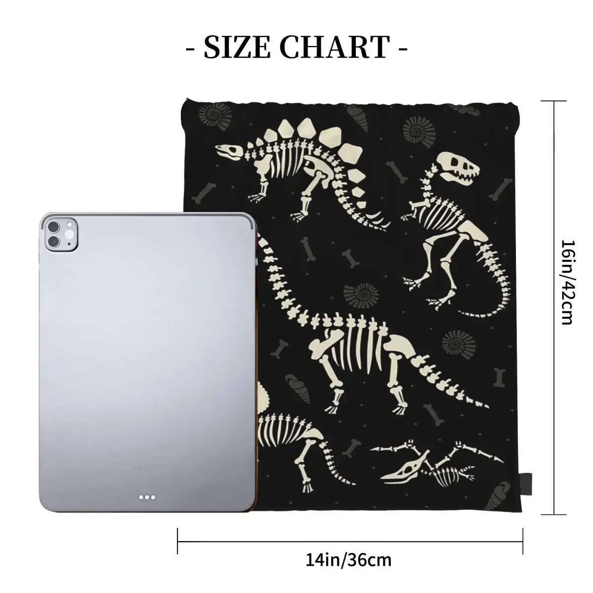 Черные рюкзаки с окаменелости динозавров сумки на шнурке карманная сумка для