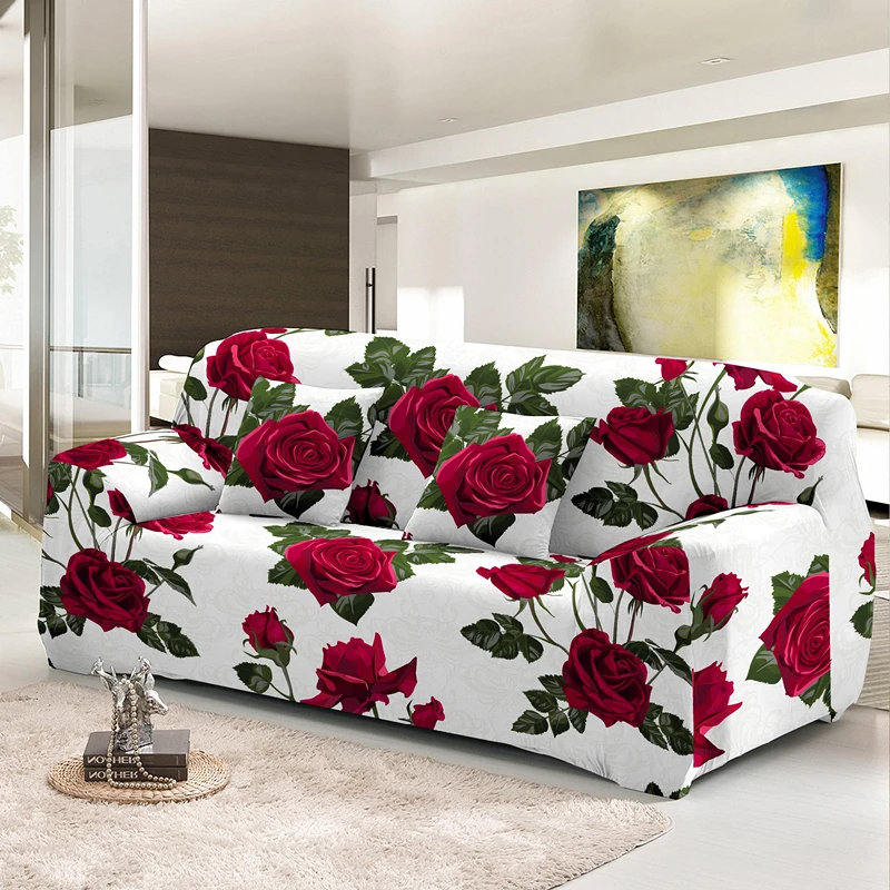 

Sofa Cover For Living Room Elegant Rose Flower Elastic Sofa Cover All-Inclusive Stretch Slipcover Armchair Corner Sofa Slipcover