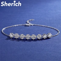 sherich snowflake 0 3ct moissanite diamond 100 925 sterling silver fashion elegant adjustable bracelet womens brand jewelry