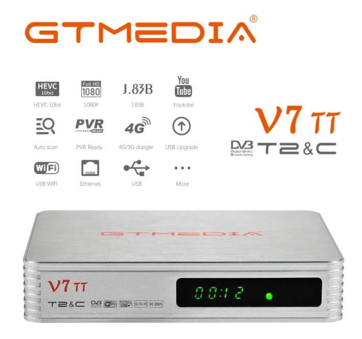 ТВ-приемник GTmedia V7 TT 1080P FHD DVB-T/T2/DVB-C/J.83B H.265 HEVC 10-битный PVR USB Wi-Fi