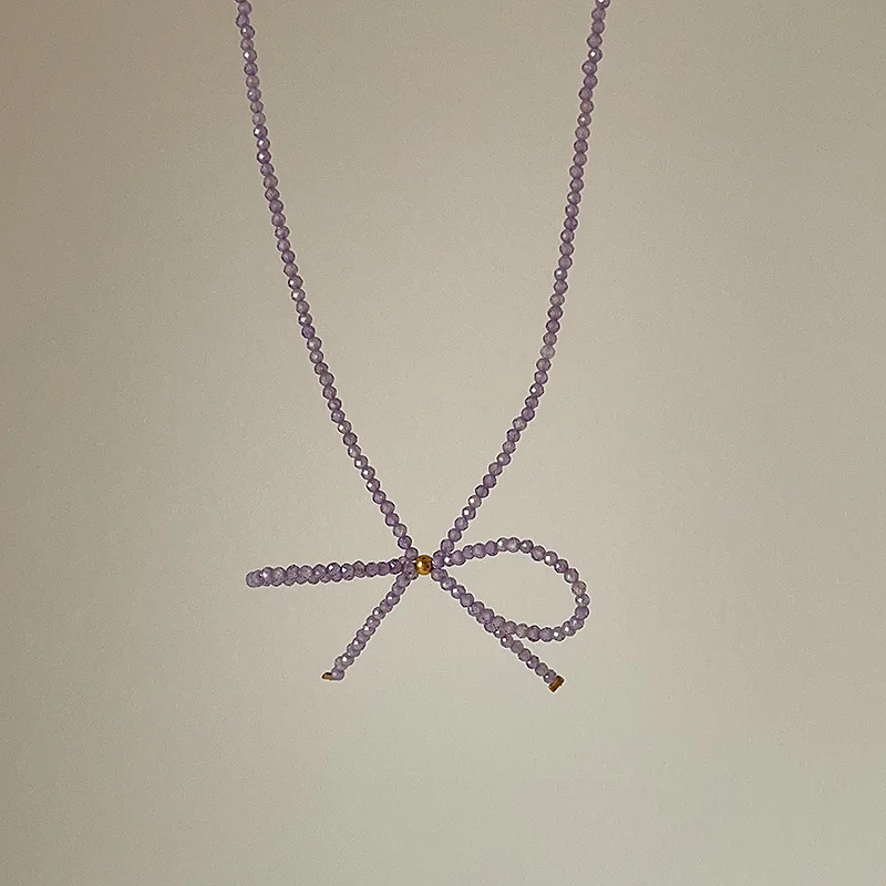 Ожерелье Draweye с хрустальным бантом для женщин бисер корейская мода милые