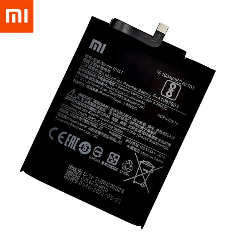 Оригинальный аккумулятор для телефона Xiao Mi BN37 Xiaomi Redmi 6 Hongmi 6A 3000 мАч