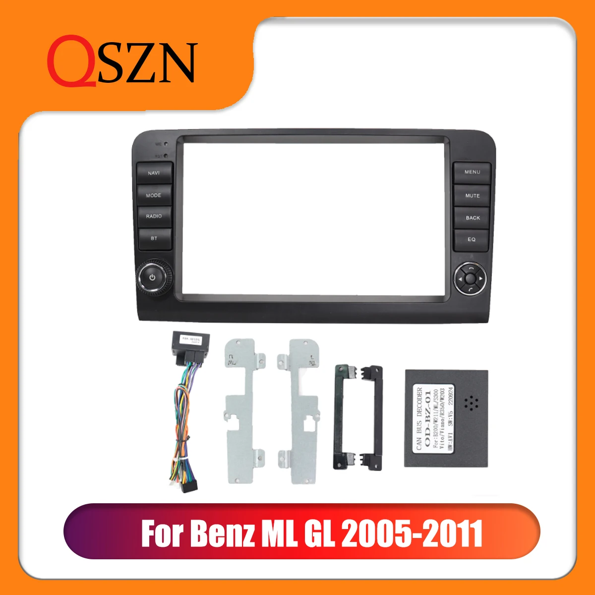 

9-дюймовый автомобильный радиоприемник, мультимедийная рамка «Все в одном» для Benz ML GL 2005-2011 Canbus Box, декодер, панель приборной панели