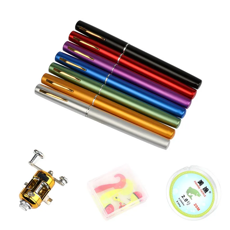 

1M Mini Portable Telescopic Pocket Pen Carbon Reel Aluminum Alloy Spinning Ultralight Fish PoleSet (rod+wheel+accessories+wire