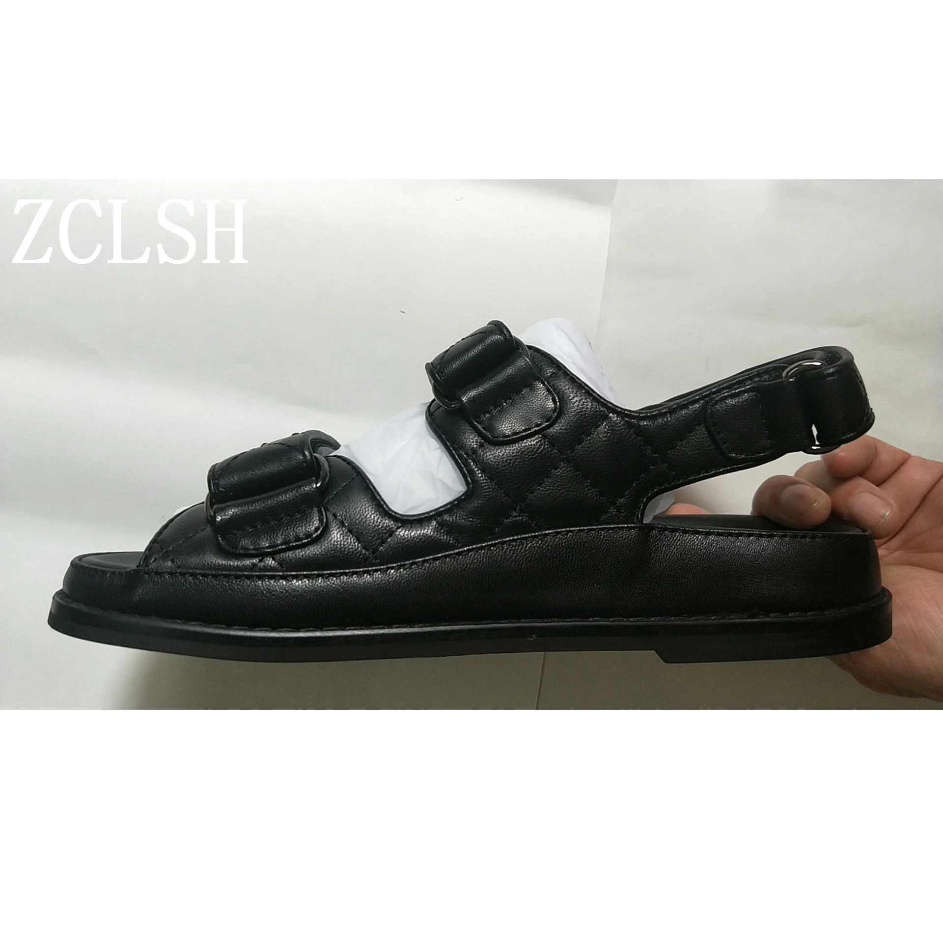 Сандалии из натуральной кожи женские босоножки-гладиаторы на плоской подошве с