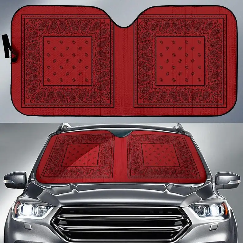 

Car Car Sun Shade Car Shade Red and Black Bandana Car Widow ShadeColorful,Art, Hippie,Car Windshield Sun Shade,Visor,