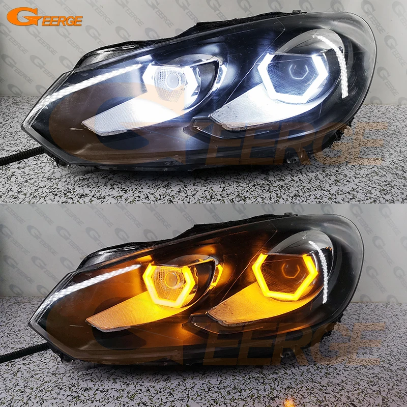 

For Volkswagen VW GOLF GTI PASSAT B7 EOS Ultra Bright Switchback Turn Signal Cotton A/W Hex LED Angel Eyes Halo Rings Light