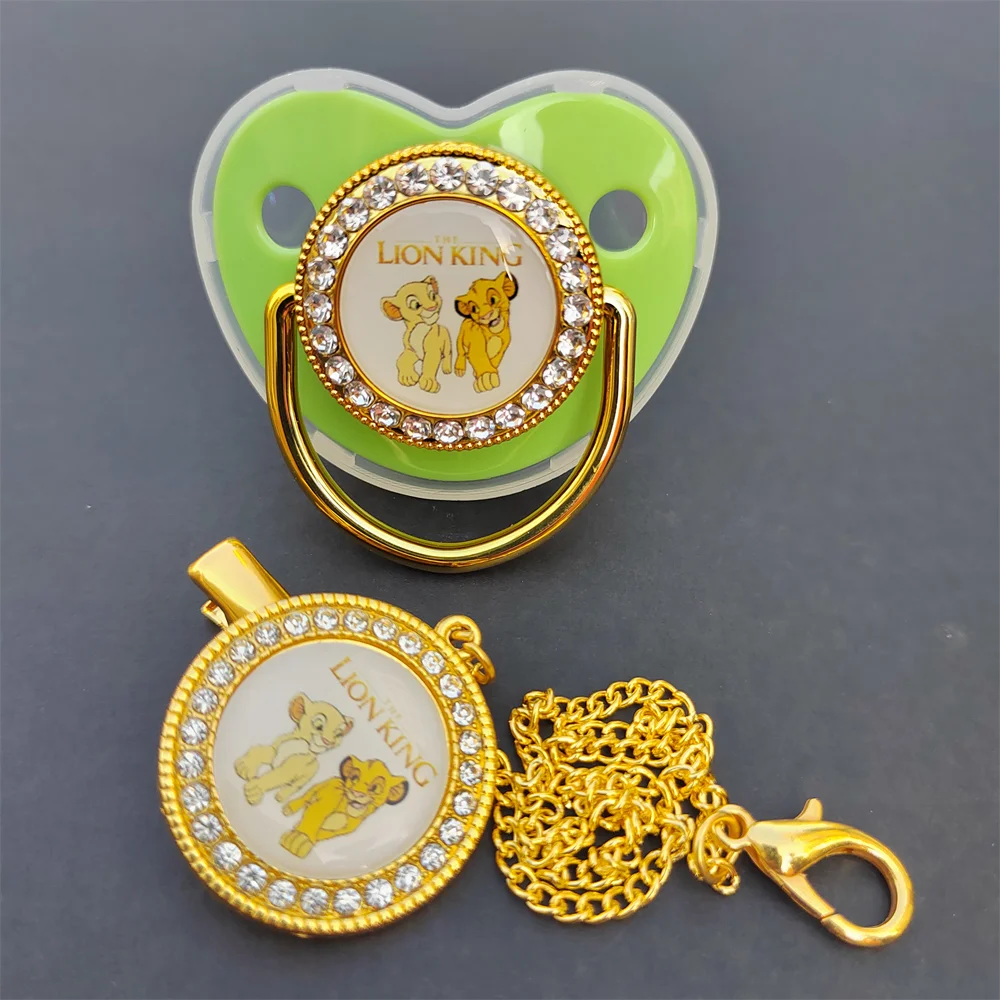 

2pcs Minnie Mickey Mouse Lion King Simba Sooth Baby Bling Pacifier Silicone Chewing Teethers for Babies BPA Free Babyshower Gift