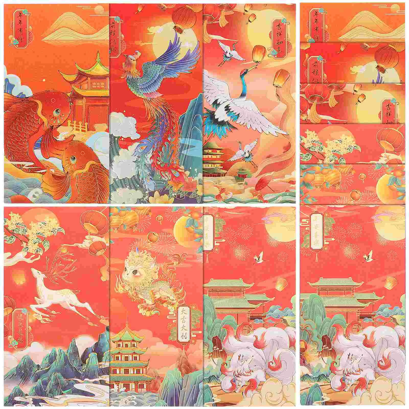 

6/12pcs Chinese Red Envelope New Year Hongbao Lucky Money Pocket Spring Festival Wedding Red Packet Money Pouches