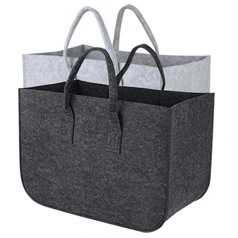 

Pack Of 2 Felt Bags For Shopping Bag, Firewood Basket, Felt Newspaper Rack, Newspaper Basket, Storage Bag