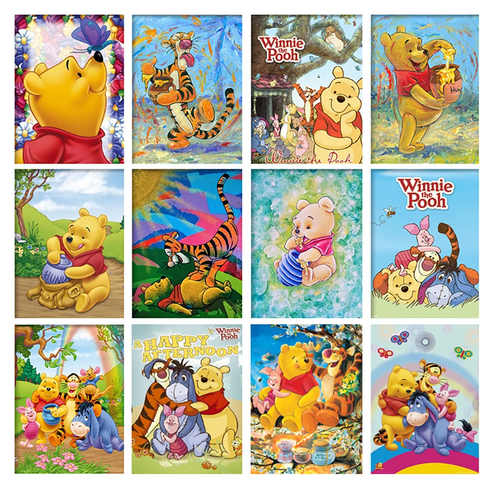 

Алмазная 5D живопись «сделай сам», Набор для вышивки крестиком из мультфильма «Винни-Пух», алмазная вышивка с квадратными стразами, мозаика ...