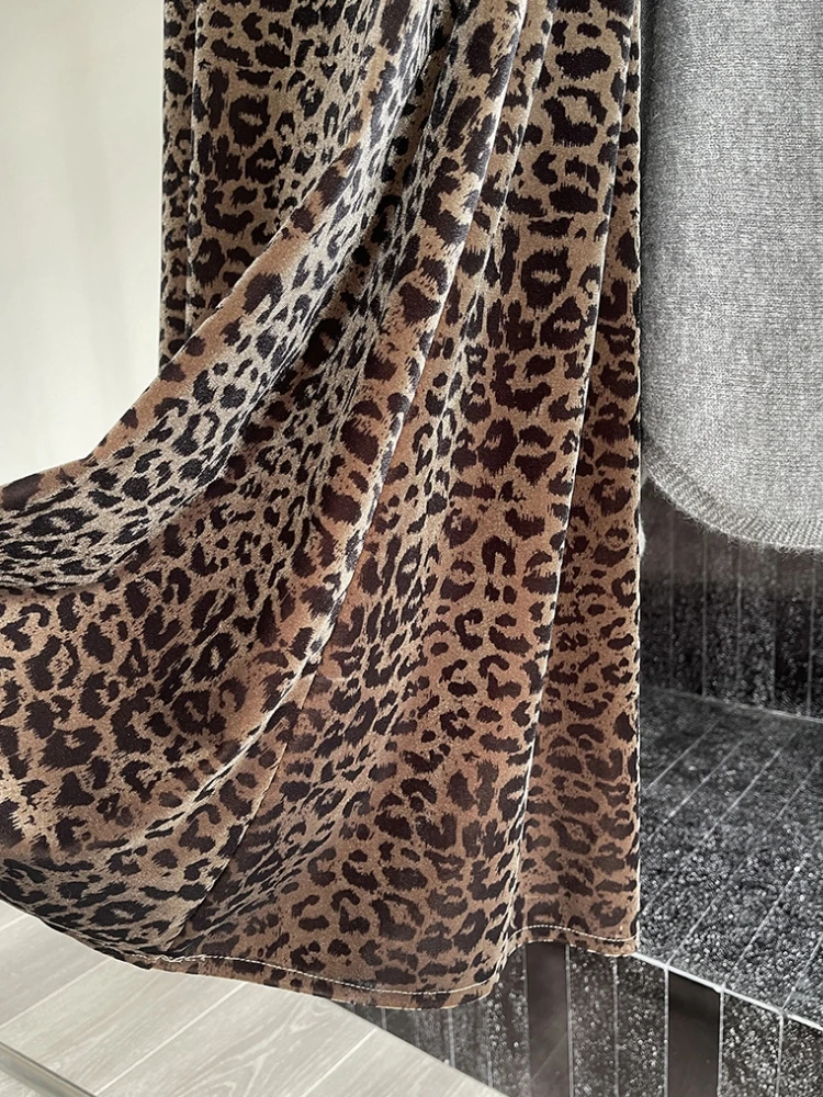 Леопардовая юбка женская осенне-зимняя бархатная в корейском стиле винтажная