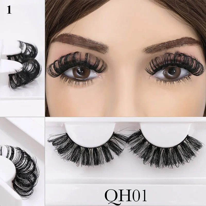 

1 Pair 8-20mm False Eyelashes DD Volume Handmade Faux Mink False Eyelashes Thick Full Strip Lashes Cruelty Free Cilios