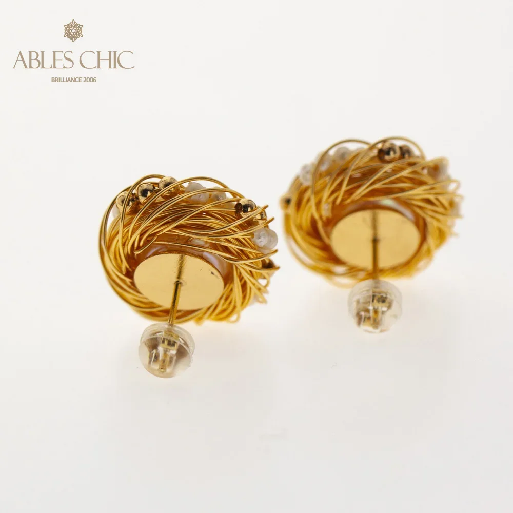 Серьги-гвоздики женские с жемчугом в стиле барокко