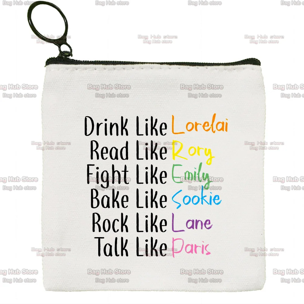 Gilmore Girls Cartoon Graphic Coffee Small Purse Coin Purse Zipper Women's Canvas Cute Mini Coin Bag Earphone Storage Bag