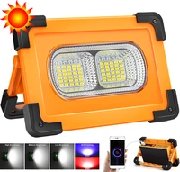 350w rechargeable led solar work light portable cob flood light magnet camping lantern with stand usb charger 11000mah powerbank