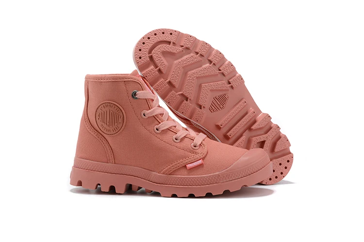 

New Arrivals PALLADIUM Women's Canvas Ankle Botas High Quality Cowboy Military Army Tactical Male Boots Coral Pink Size 36-39