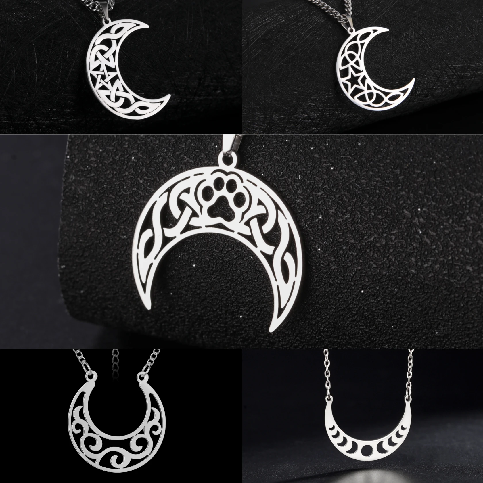 LIKGREAT модные подвески в виде кельтского полумесяца ожерелья из нержавеющей стали