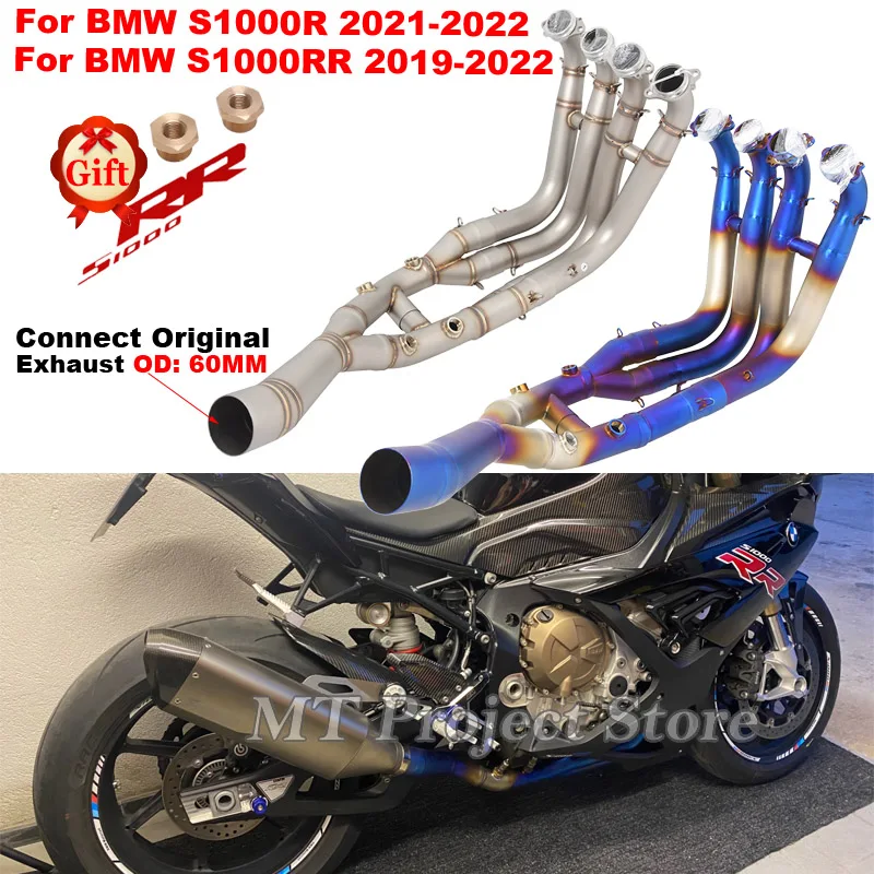 

Slip On For BMW S1000R 2021 - 2022 S1000RR 2019 - 2022 Motocycle Exhaust System Modified Front Link Pipe Muffler Escape Moto