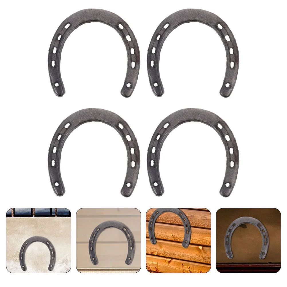 

4 Pcs Horseshoe Decoration Wall Hanging Adornment Indoor Outdoor House Decorations Home Iron Decors Cross Pendants