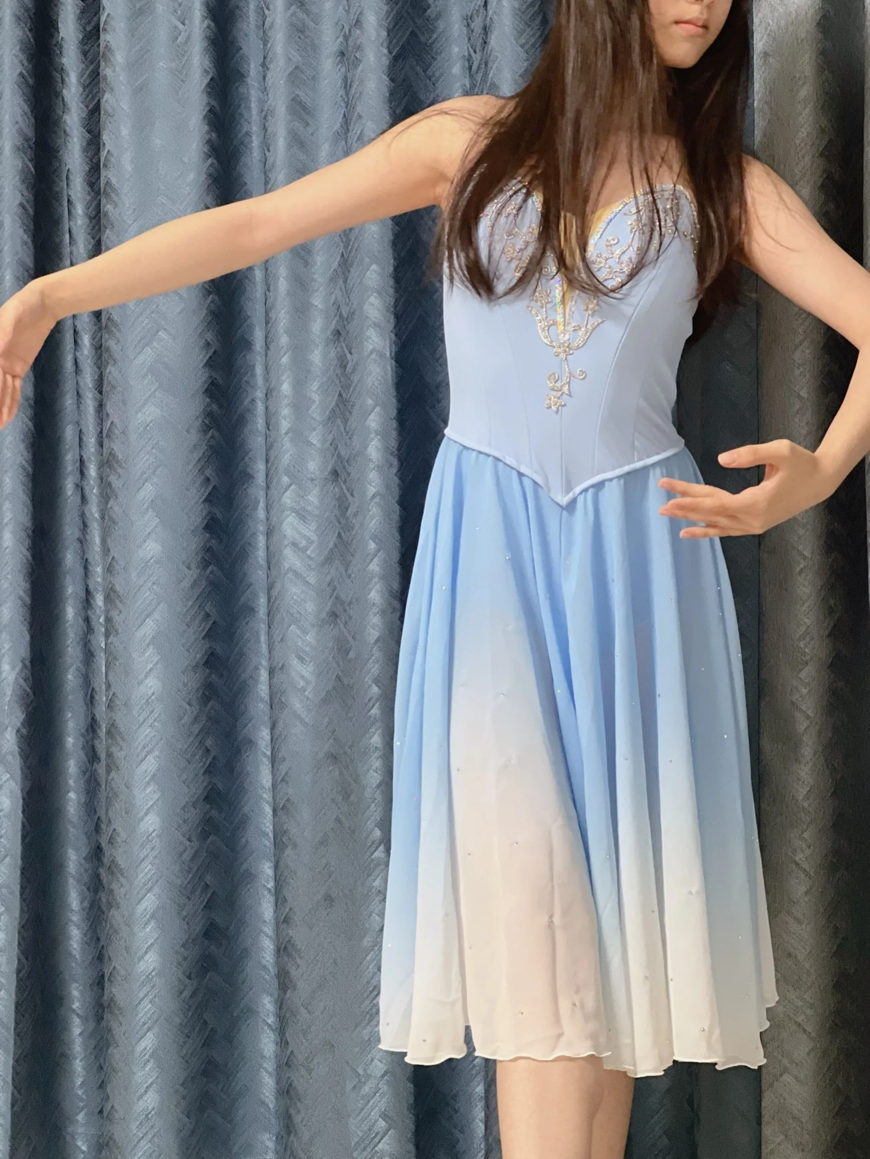 Синее шифоновое балетное платье-пачка на заказ для вариации талисмана