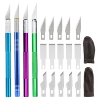 nonvor 18pcs professional carving knife leather engraving knife with 3 size replaceable blades leather finger protector tools