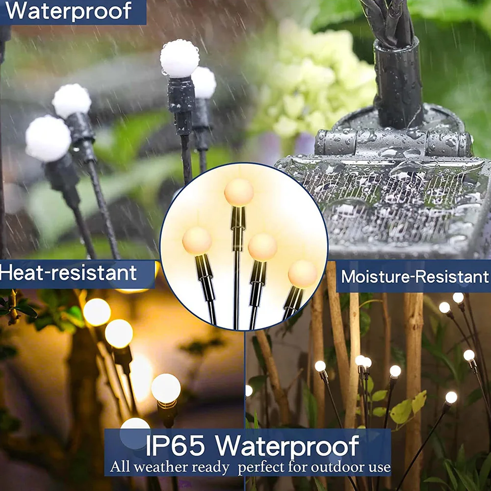 

Solar Led Light Camping Lights Waterproof 2pcs ABS Black Camping Supplies Firefly Lights Landscape Lamp Brand New