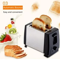 2 slices automatic fast heating bread toaster household breakfast maker stainless steel toaster oven baking cooking 750w 220v