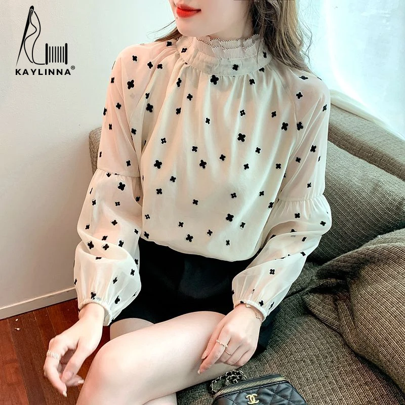 KAYLINNA Autumn Woman Blouse Original Design Casual Shirts Printing Long Sleeves Blouses Women Chiffon Shirt Top Womens Clothing