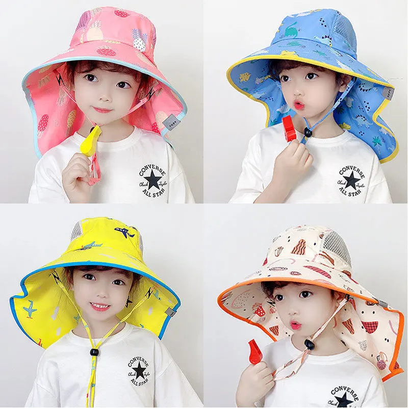 

3-13 Years Big Brim Sun Hats Thin Breathable Fisherman Hat Children Bucket Sun Hats Summer Outdoor Travel Beach Cap For Kids