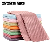 5pcs kitchen anti grease wiping rags efficient fish scale wipe cloth cleaning cloth home washing dish cleaning cloth housework