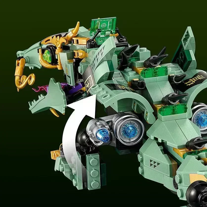 Строительные блоки MOC Mecha Dragon Fit 70612 игрушки для детей зеленый механический дракон