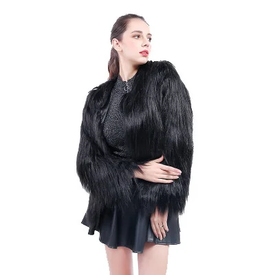 

Short Long Sleeve Large Size Washed Lamb Fur Fake Fur Imitation Fur Women's Coat Floating Fur
