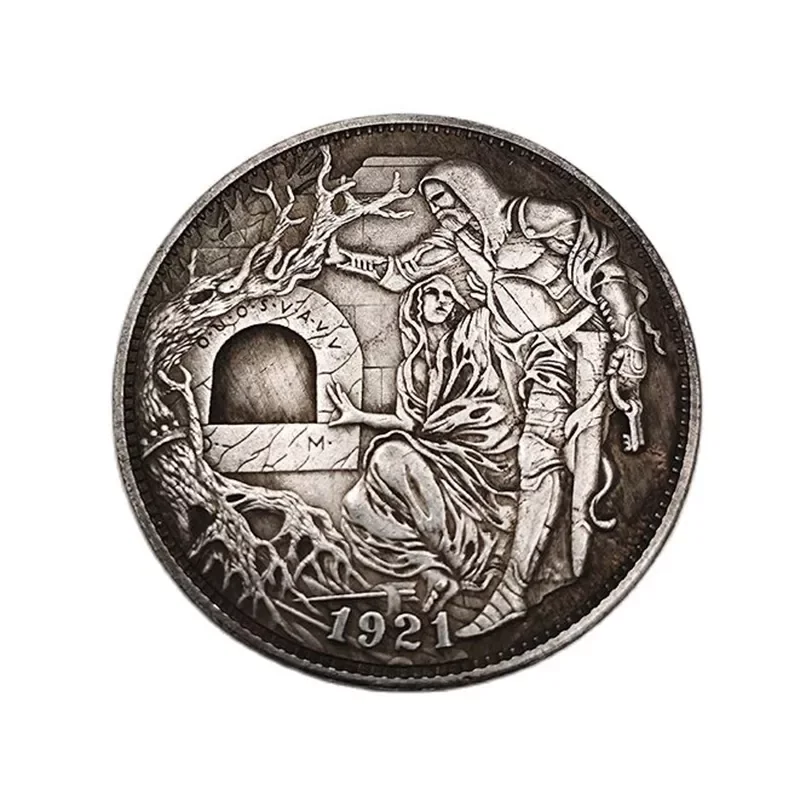 

1921 US Hobo Coin Man And Woman Commemorative Coin Brass Silver Plated Crafts Home Decoration Gifts Collect Coins 1Pcs