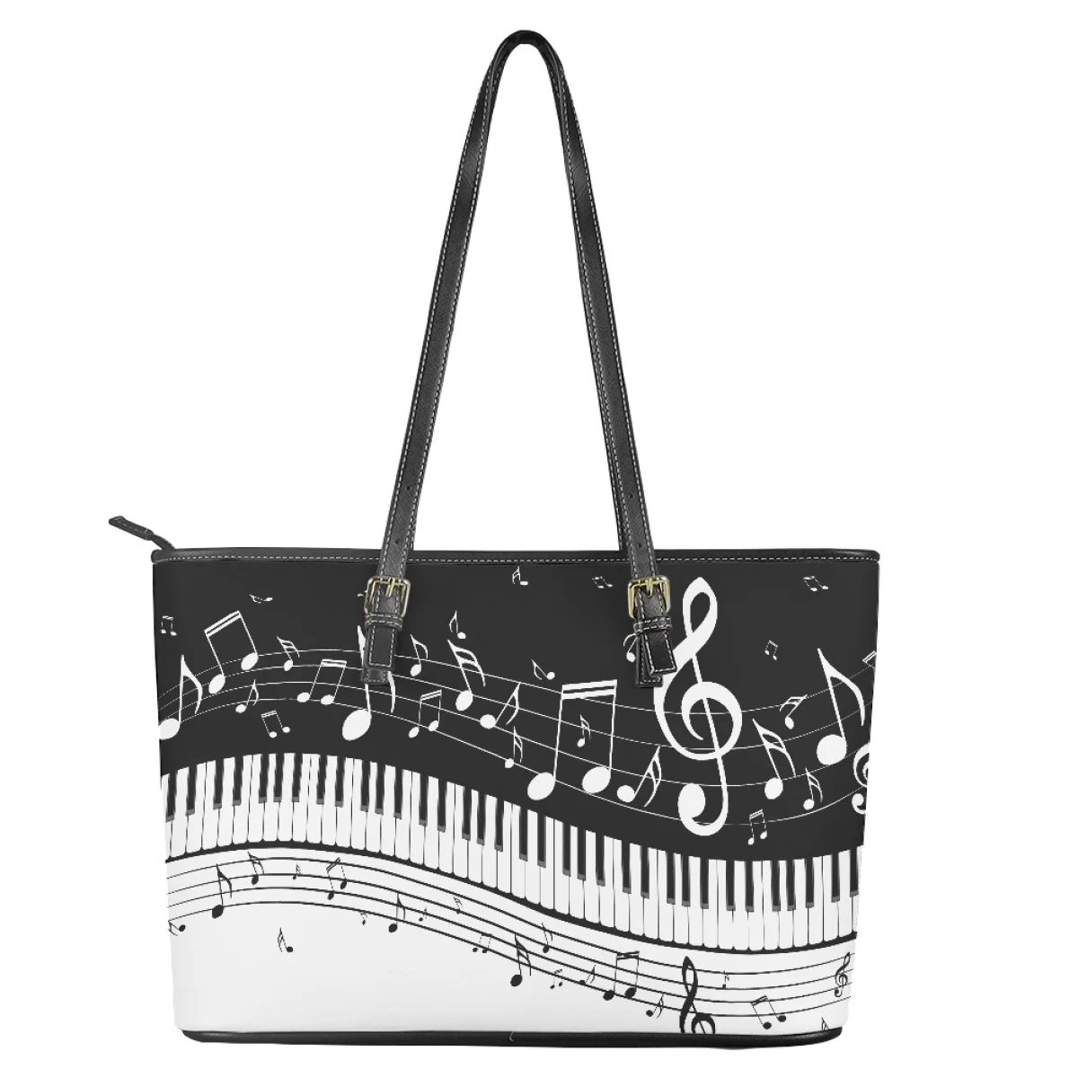 Piano Fashion Leather Shoulder Bags for Women Handbags Music Note Design Large Capacity Saddle Bag Female Clutch Bolsa Mujer