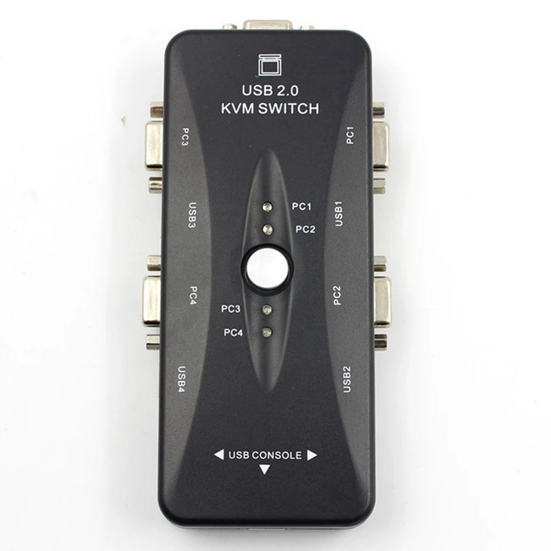 Новый четырехпортовый коммутатор USB 2 0 KVM + 4 KVM-кабеля для монитора клавиатуры VGA SVGA