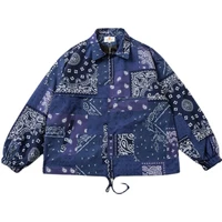 spring japan style new arrival mens fashion aesthetic peris cashew blue purple jacket loose printed purple single breasted coat