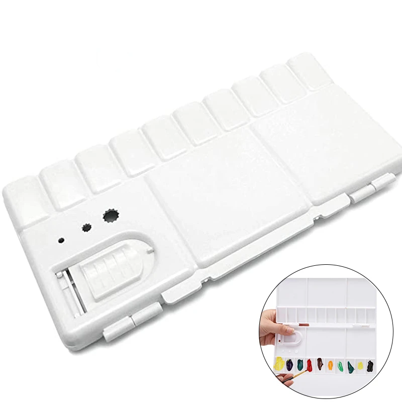 

Plastic long clamshell palette white pigment palette folding watercolor palette art supplies