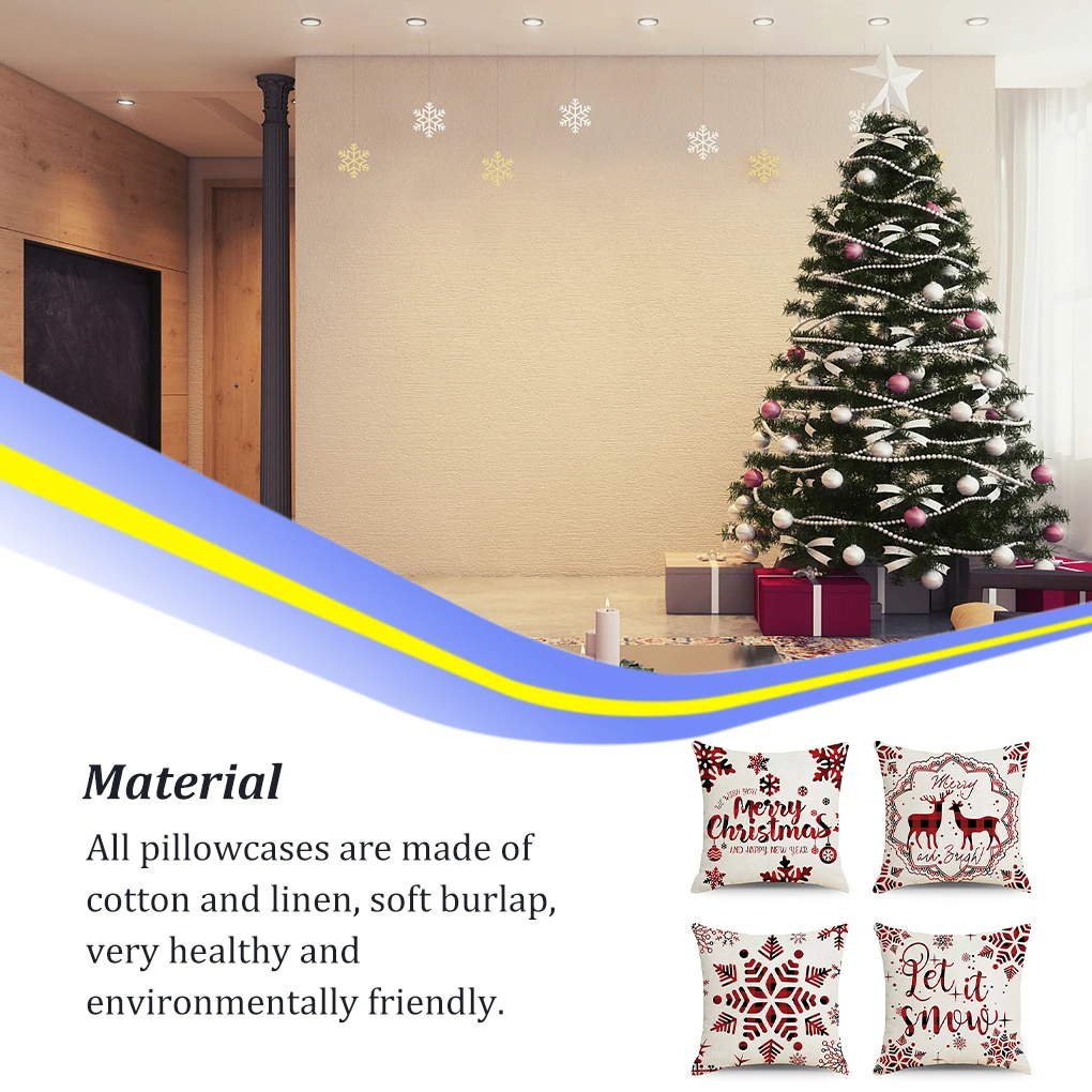 

Набор из 4 рождественских наволочек для подушки, Наволочки для вечеринки, свадьбы, новогодние украшения, наволочки для подушки для отеля, оф...