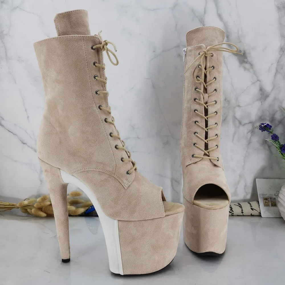 Leecabe 20CM/8inches Pole dancing shoes High Heel platform Boots closed toe Pole Dance boots