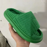 luxury brand peep toe slippers green slides for women flat shoes outwear flip flop platform zapatillas de mujer womens slippers